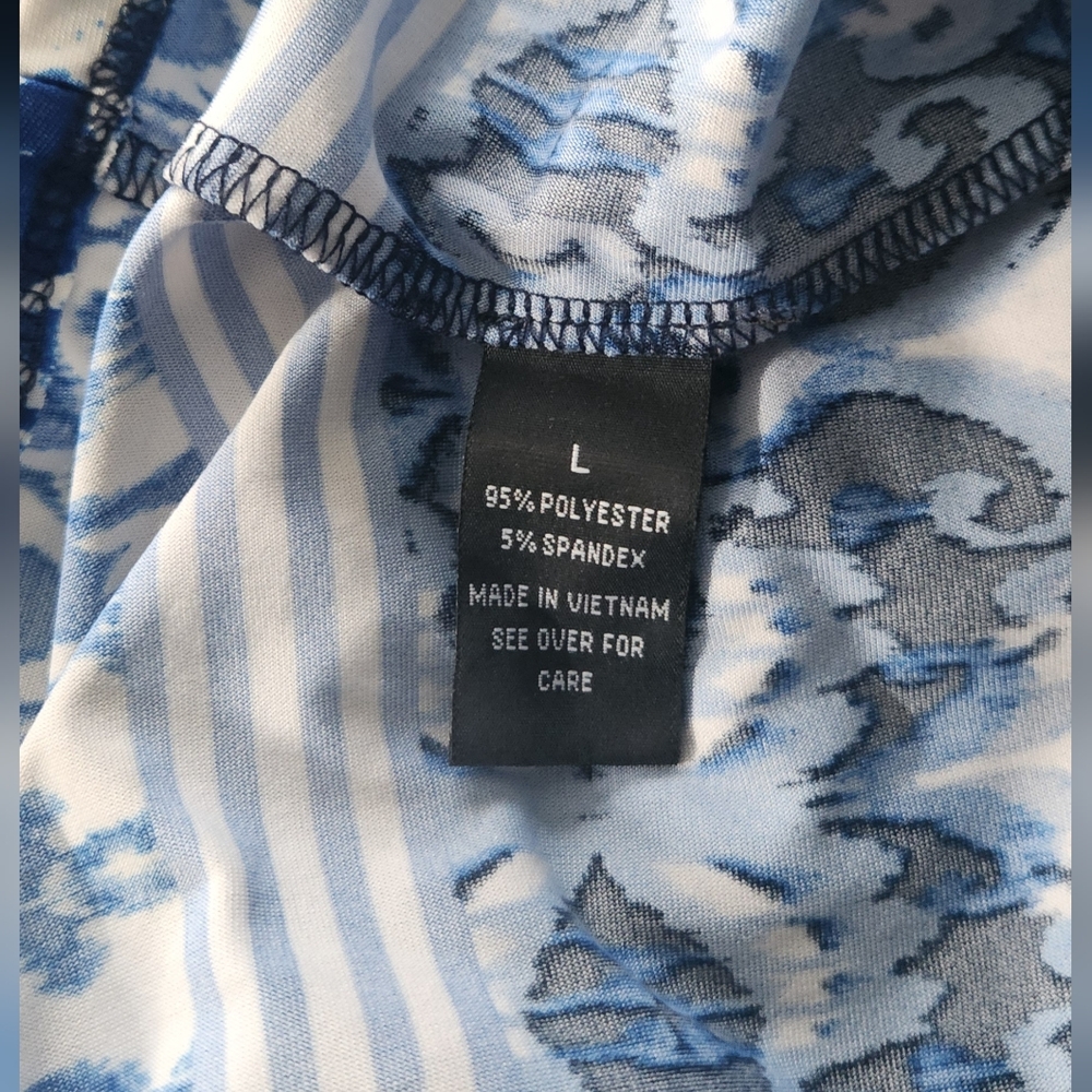 AB Studio Blue and White Patterned Midi Dress - Picture 4 of 4